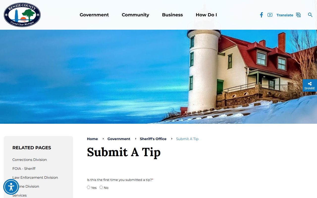 Benzie County arrest records sheriff submit a tip page