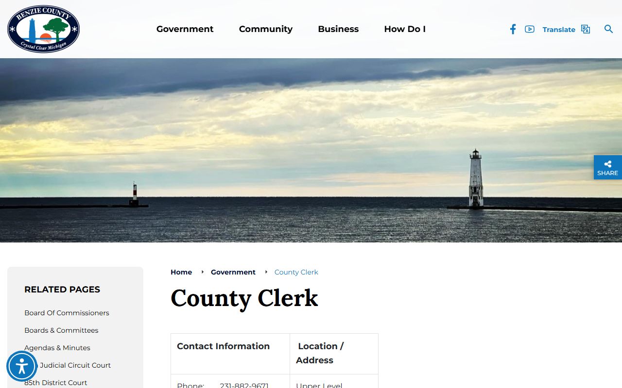 Benzie County court records requests at the County Clerk office