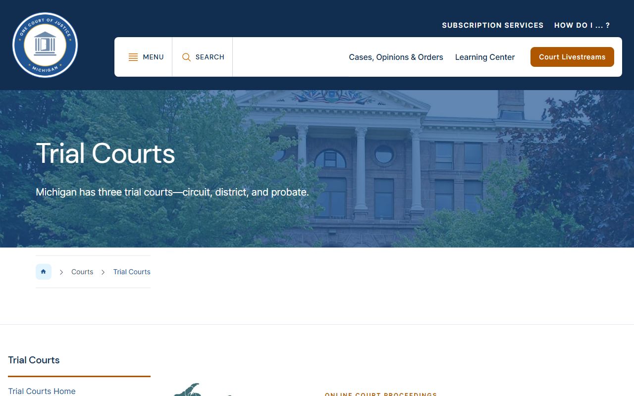 Benzie County court records access under the Michigan trial courts framework
