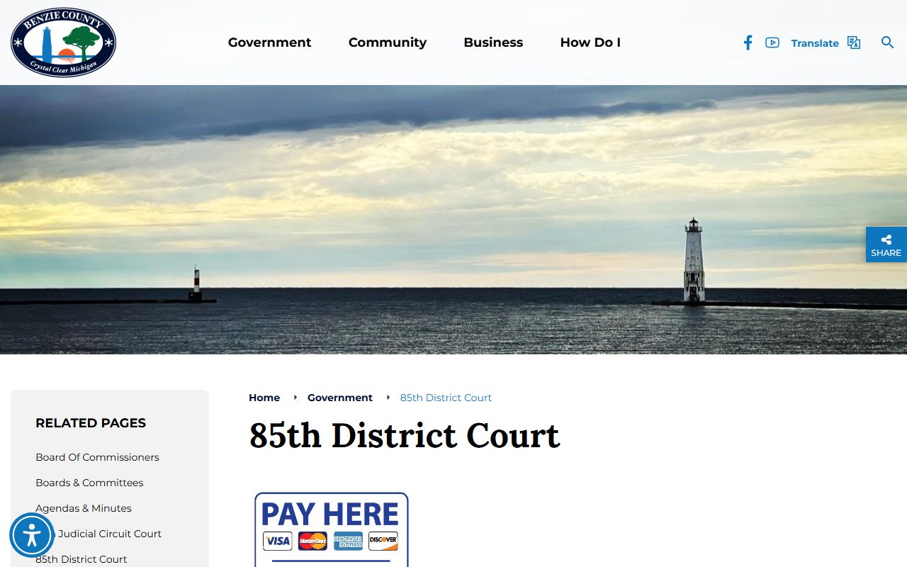 Benzie County district court records 85th District Court web page