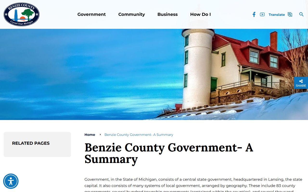Benzie County government summary page listing court offices and records staff